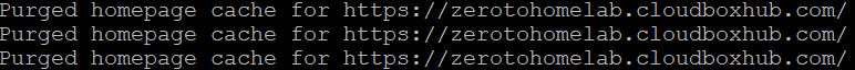 screenshot of successful purged cache